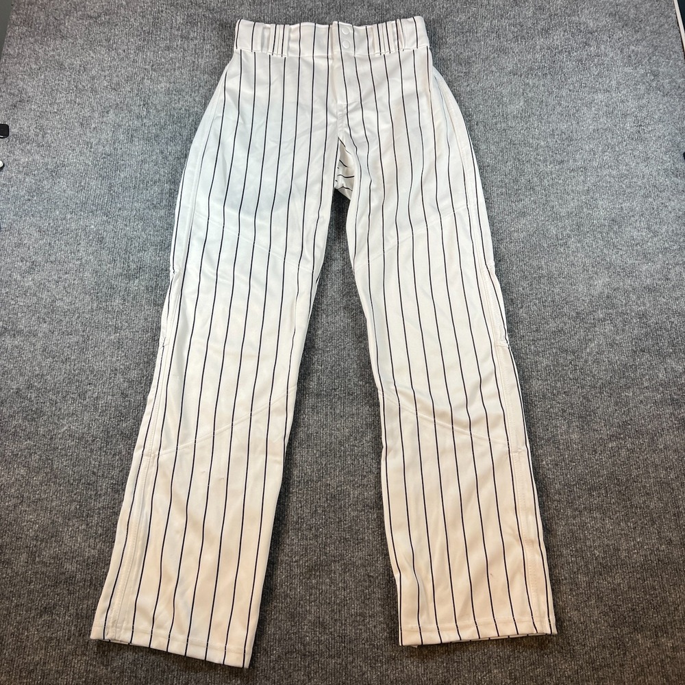 Alleson Athletic Crush Pinstripe Pants Mens Small White Straight Leg High Rise